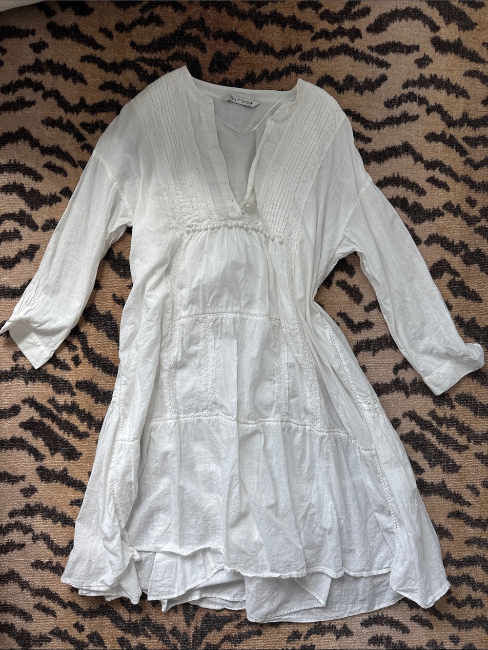 Zara size S White Tunic Peasant dress  - Lightweight Boho cotton